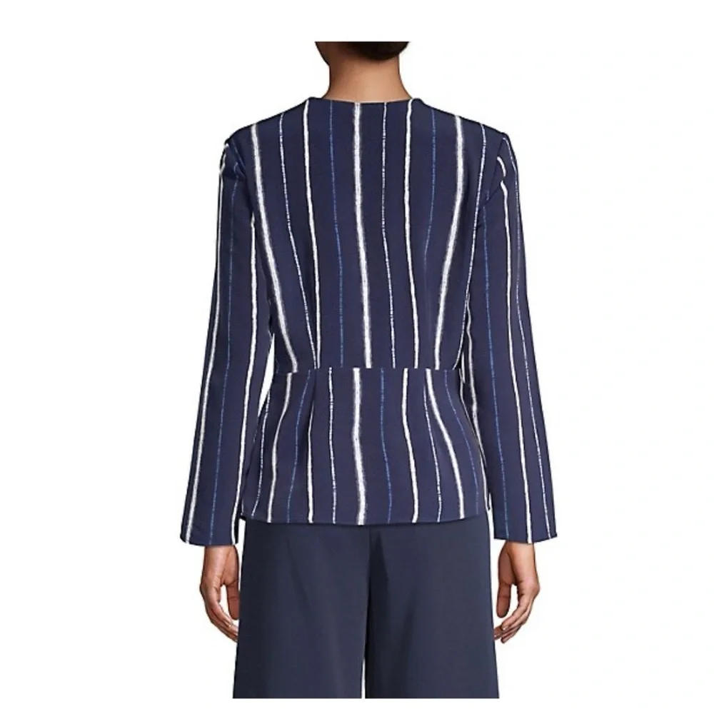 👯♀️Host Pick⚡️ H by Halston Pleated Surplice Top- Navy Shibori - Picture 2 of 9